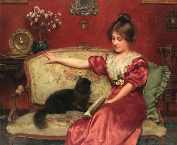 Femme Assise Et Son Chat - view 1