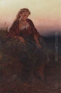 A Maiden Resting By A Track At Dusk