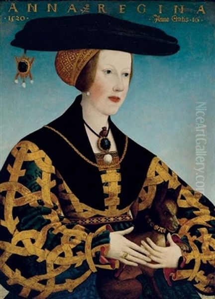 Portrait Of Queen Anne Of Hungary Seated, In A Blue And Gold Dress - view 1