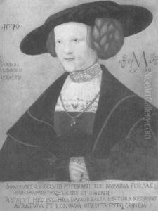 Portrait Of Barbara Kiligerin, Aged 20, Half Length In A    Dark Red Brocade And A Black Hat