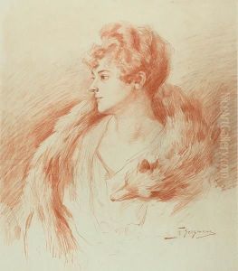 Portret Damy Z Lisem by Stanislaw Wojciech Bergman