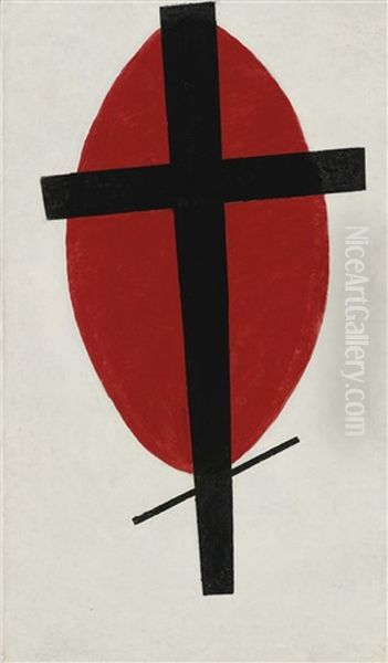 Mystic Suprematism (black Cross On Red Oval) - view 1