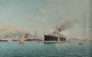 La Rade De Toulon Animee by Charles Malfroy