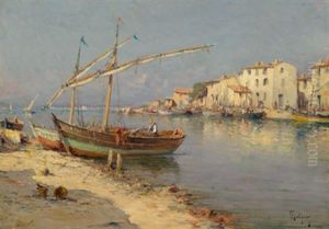 Netzflickender Fischer Am Strand by Charles Malfroy