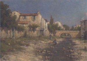 Washing Clothes Before A Bridge Near Toulon