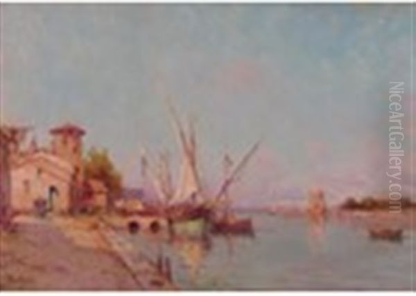 Mediterranean Harbour Scene With Moored Fishing Boats - view 1