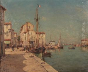 Bateaux A Quai A Saint-chamas by Henri Malfroy-Savigny