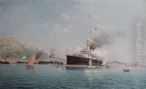 Bateaux De Guerre En Rade De Toulon by Henri Malfroy-Savigny