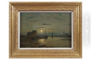 Lever De Lune Sur La Seudre by Henri Malfroy-Savigny