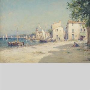 Vue D'un Port Mediterranean by Henri Malfroy-Savigny