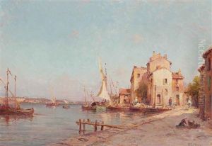 A Quay On The French Riviera by Henri Malfroy-Savigny