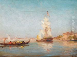 Sudliche Uferpartie Mit Einem Segelschiff by Henri Malfroy-Savigny