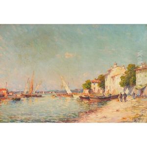 Boats On Mediterranean Shore (les Martigues?); Fish Market At The Pier (pair)