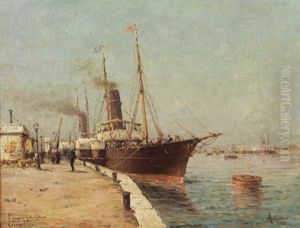 Navire A Honfleur by Henri Malfroy-Savigny