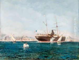 Bateaux A L'entree Du Port De Marseille by Henri Malfroy-Savigny