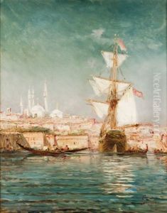 Vaisseau Et Caiques Sur La Corne D'or, Istambul
