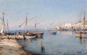 A Mediterranean Harbour by Henri Malfroy-Savigny