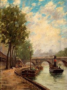 Vue Des Quais De Seine A Paris by Henri Malfroy-Savigny