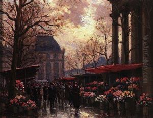 Marche Aux Fleurs, Place De La Madeleine by Henri Malfroy-Savigny