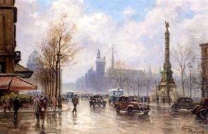 Place Du Chatelet, Paris by Henri Malfroy-Savigny