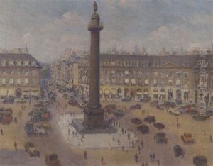 View Of The Place Vendome, Paris by Henri Malfroy-Savigny