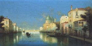 Le Grand Canal Avec La Basilique Santa Maria De La Salute, Venise by Henri Malfroy-Savigny