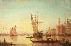 Sailing Ships On The Grand Canal by Henri Malfroy-Savigny