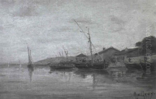 Kustenpartie Mit Segelbooten In Der Abenddammerung - view 1