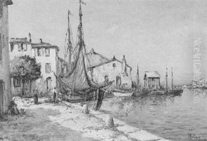 A Mediterranean Harbour by Henri Malfroy-Savigny
