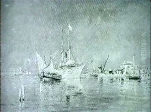 Barques Au Mouillage Pres De Port De Bouc by Henri Malfroy-Savigny