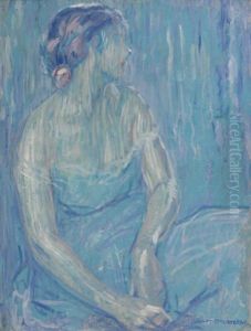 Jeune Femme Assise A La Rose Rouge Dans Les Cheveux by William Malherbe