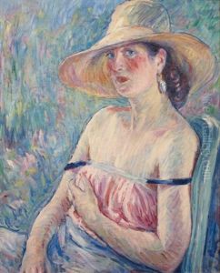 Portrait De Jeune Femme Au Grand Chapeau by William Malherbe