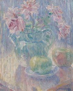 Nature Morte Aux Roses Dans Une Theiere by William Malherbe
