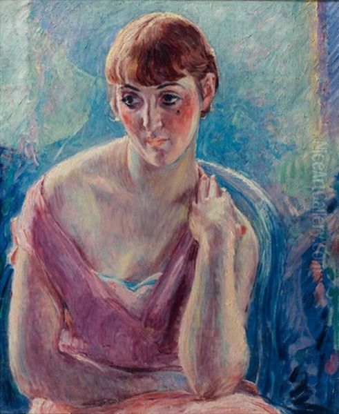 Buste De Femme A La Robe Mauve - view 1