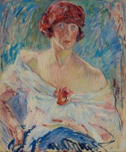 Portrait De Femme Au Chapeau Rouge