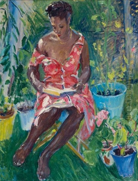 Lady Reading U Garden, California - view 1