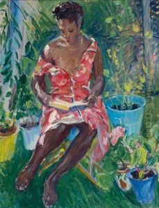 Lady Reading U Garden, California Lady Reading U Garden, California