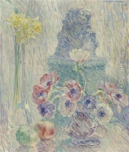 Anemonen, Narcissen Und Apfel by William Malherbe