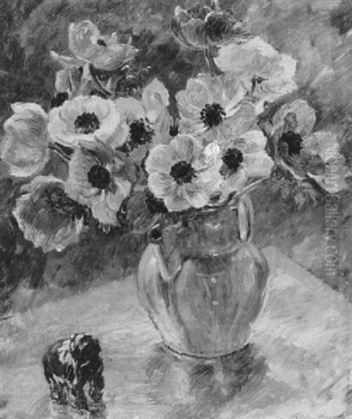 Anemonen-stilleben Mit Grunem Glas-elefanten - view 1