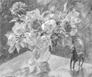 Rosenstraus Und Pferdefigur Rosenstraus Und Pferdefigur