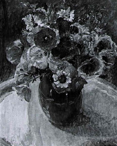 Flowers In A Blue Vase by William Malherbe