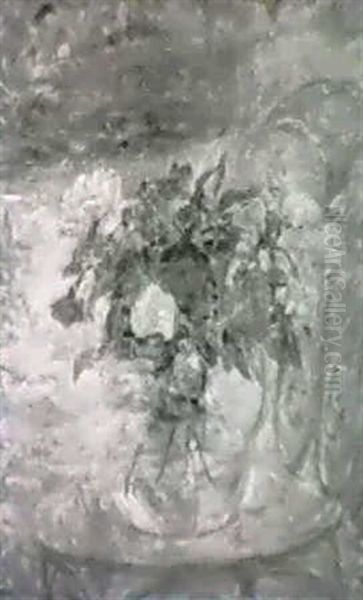 Flowers In A Glass Vase Resting On A Chair - view 1