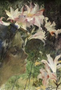 Figura Feminina Com Flores by Jose Vital Branco Malhoa