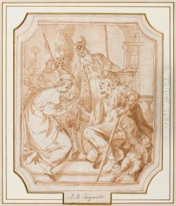 St. Catherine, St. Januarius And St. Peter. by Johann Baptiste Bergmuller