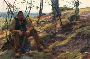 The Resting Woodcutter by Jose Vital Branco Malhoa