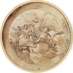 Tondo Mitmerkur Und Pegasus In Den Wolken