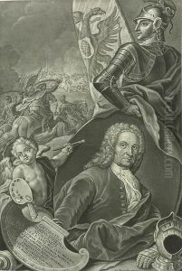 Portret Malarza, Grafika Georga Philippa I Rugendas by Johann Georg Bergmuller