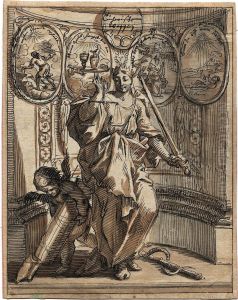 Justitia Mit Schwert Und Waage In Einer Nische