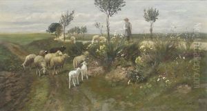 Landstrase Mit Schafer by Christian Friedrich Mali
