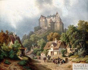 Idylll Auf Der Dorfstrase, Im Hintergrund Die Burg Rechberg
